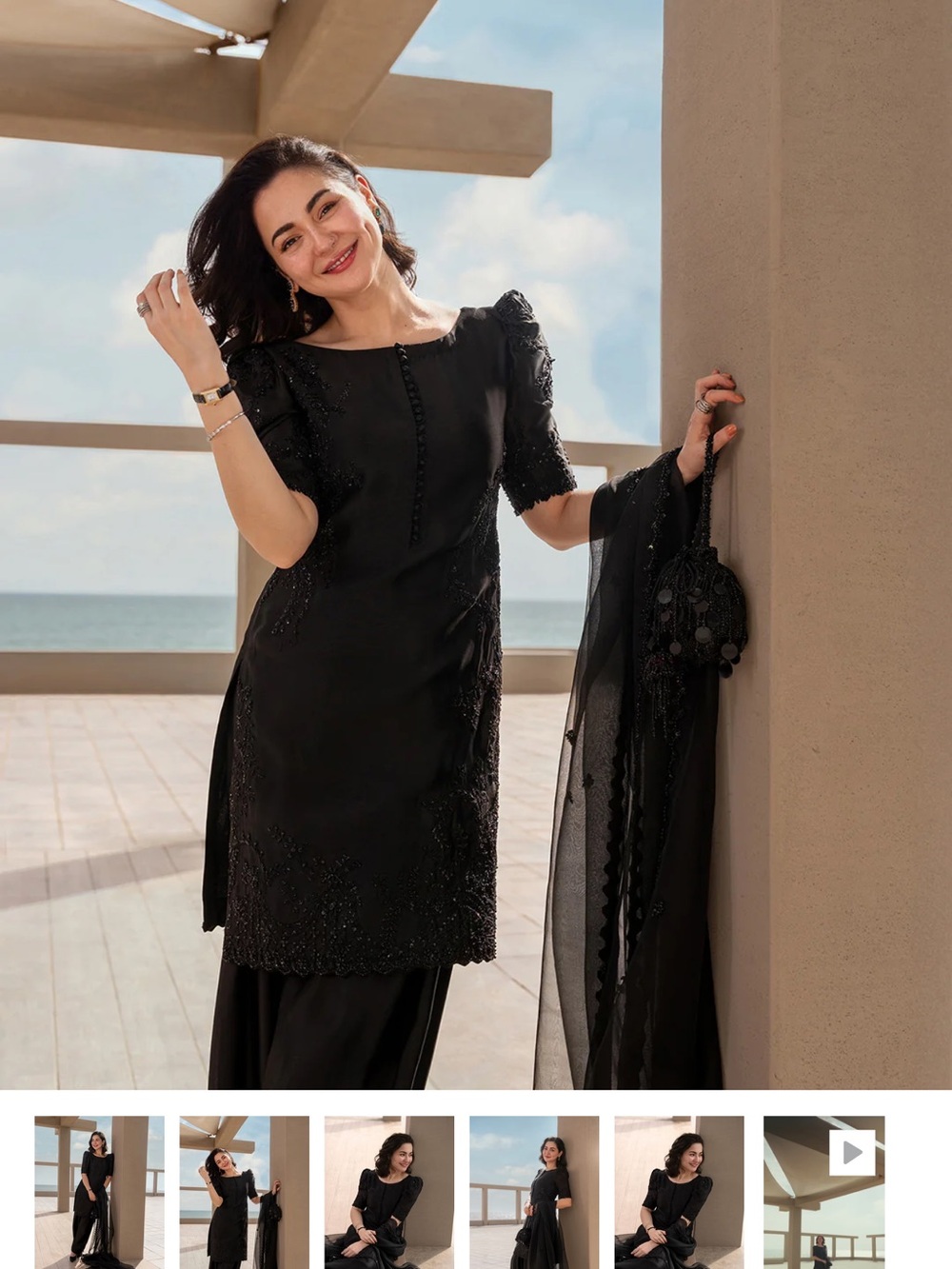 Elegant Black Embellished Women's Dress